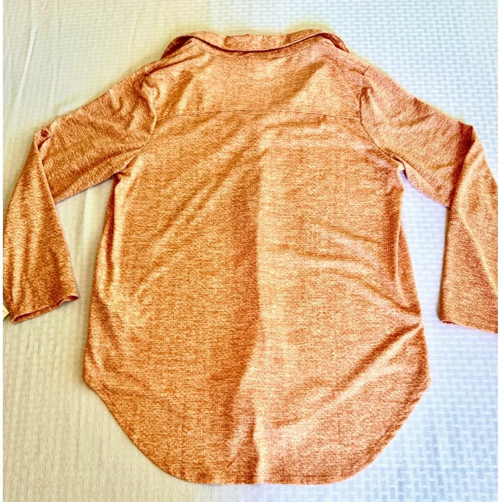 LuLaRoe Valentina Top Orange White Space Dye Button Down Tunic Large NEW